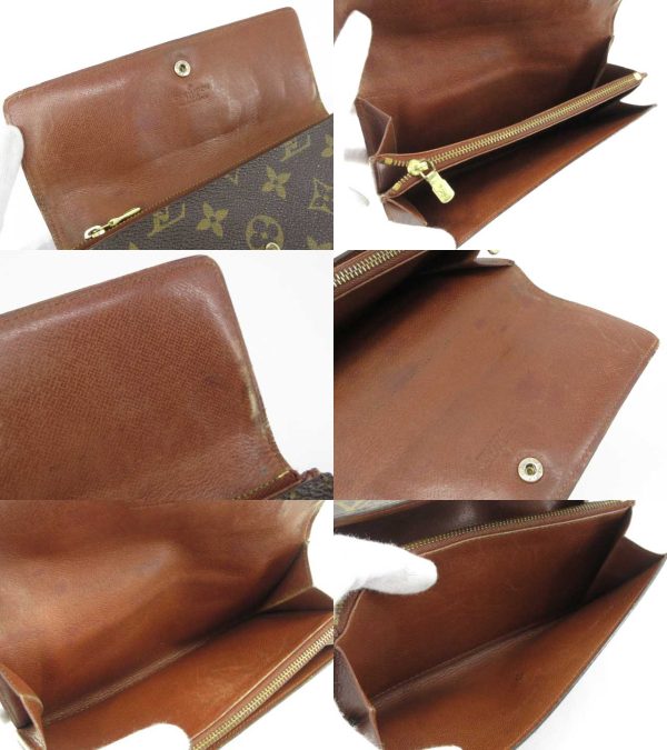 n47653 3 Louis Vuitton Monogram Pochette Porte Monet Long Wallet Brown