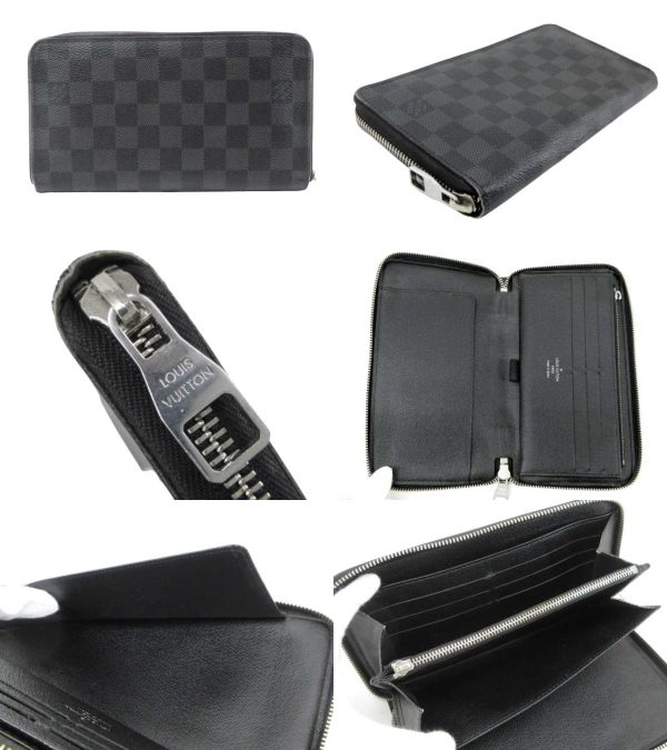 n47655 2 Louis Vuitton Damier Graphite Zippy Organizer Long Wallet Black