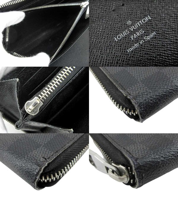 n47655 3 Louis Vuitton Damier Graphite Zippy Organizer Long Wallet Black