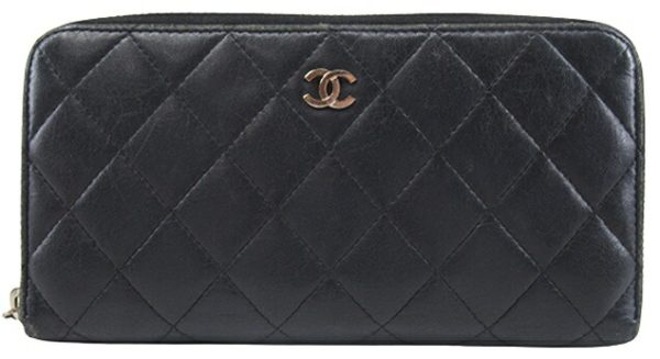 n47696 1 CHANEL Long Wallet Matelasse Lambskin Black