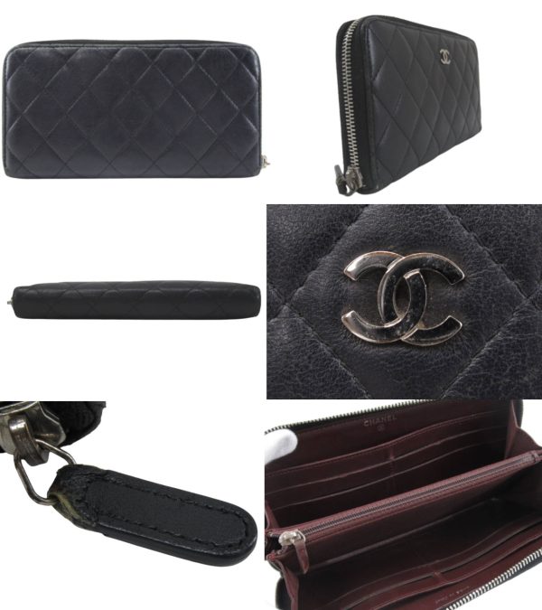 n47696 2 Chanel Matelasse Lambskin Long Wallet Black