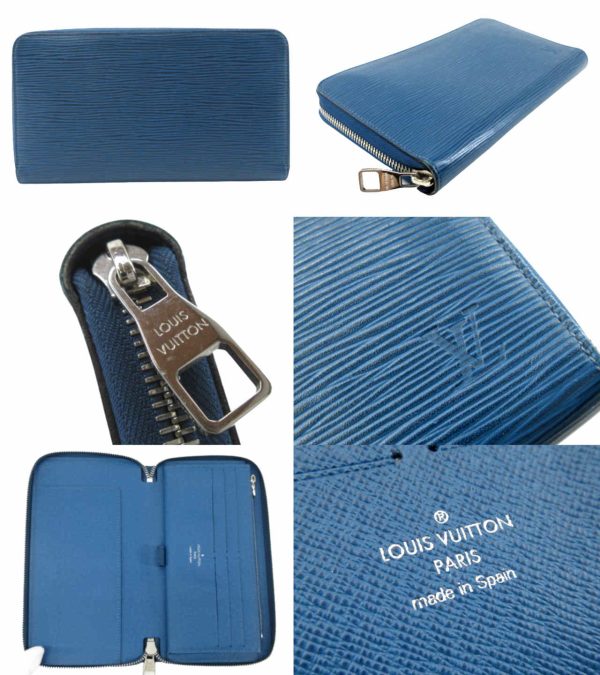 n47712 2 Louis Vuitton Epi Zippy Organizer Long Wallet Blue Celeste