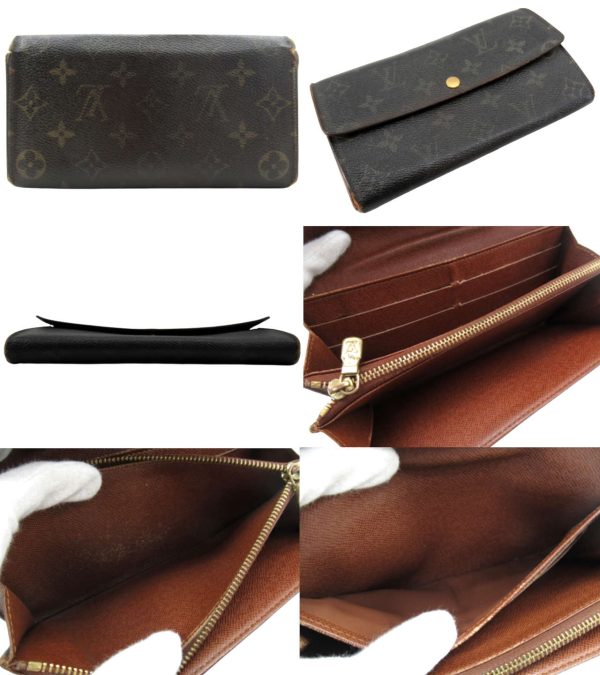 n47863 2 Louis Vuitton Monogram Pochette Porte Monet Long Wallet Brown