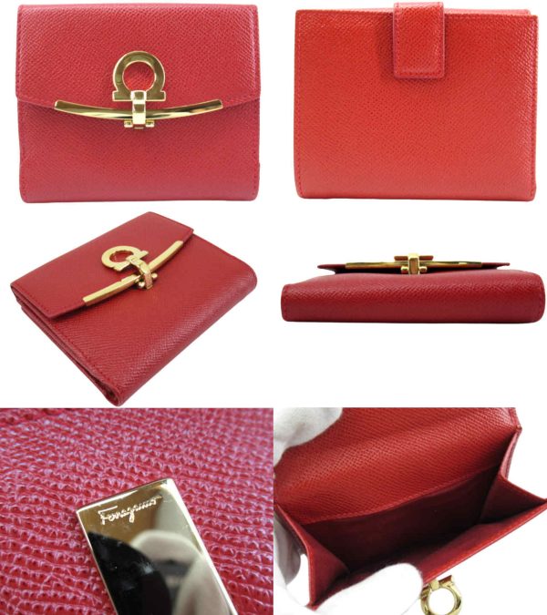 n48049 2 Salvatore Ferragamo Gancino Clip Wallet Lipstick Red