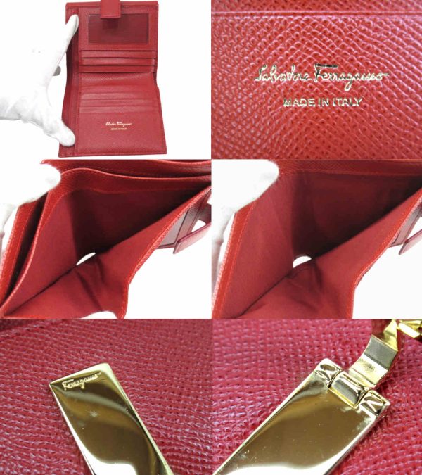 n48049 3 Salvatore Ferragamo Gancino Clip Wallet Lipstick Red