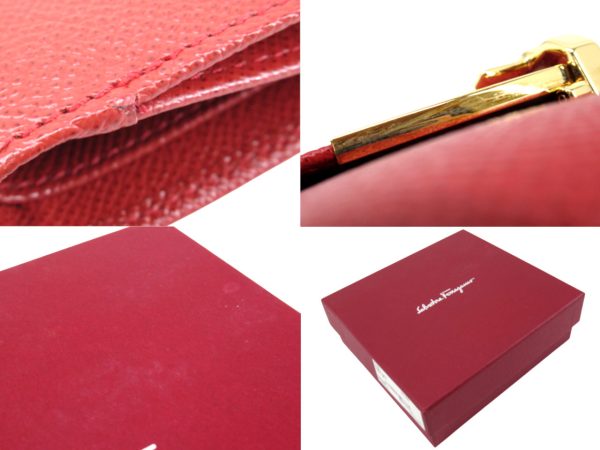 n48049 5 Salvatore Ferragamo Gancino Clip Wallet Lipstick Red