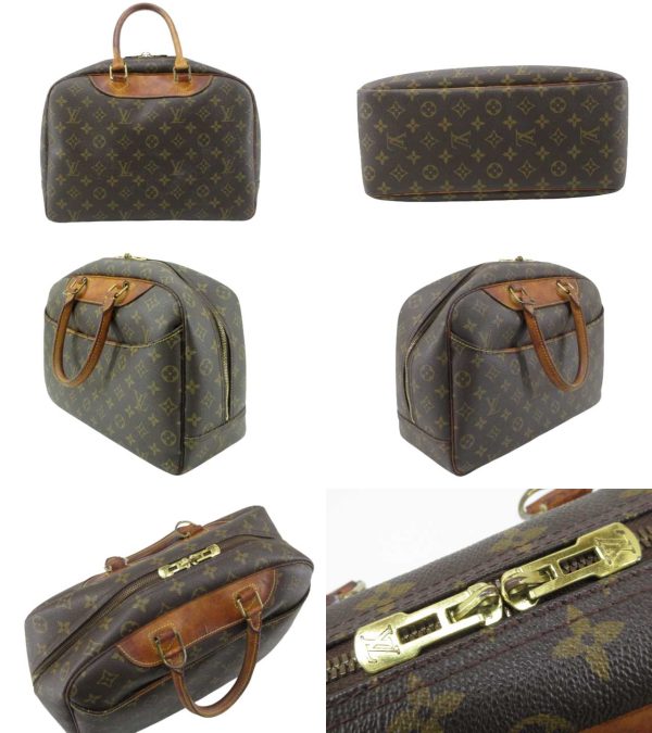 n48056 2 Louis Vuitton Monogram Deauville Bowling Vanity Handbag Brown