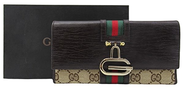 n48132 1 Gucci GG Sherry Line Long Wallet Beige Brown