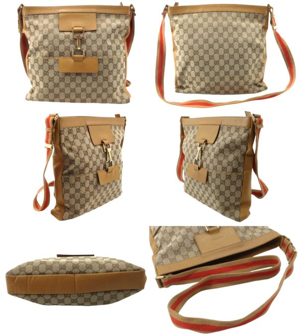 n48212 2 Gucci GG Shoulder Bag Beige Camel