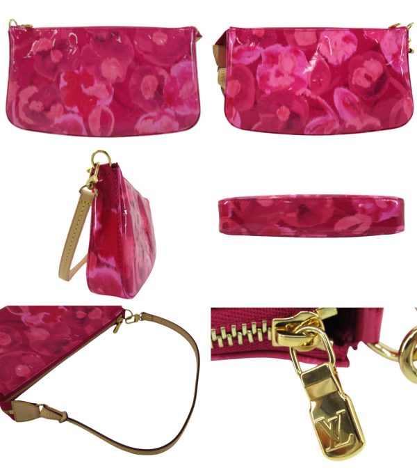 n48338 2 Louis Vuitton Vernis Ikat Flower Pochette Accessoire Rose Andien