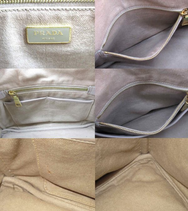 n48417 3 PRADA Canapa Tote Denim Handbag Beige