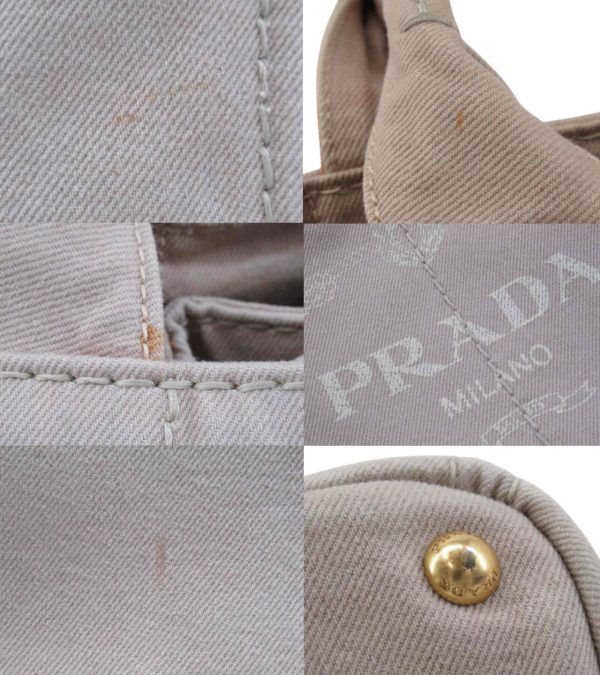 n48417 6 PRADA Canapa Tote Denim Handbag Beige