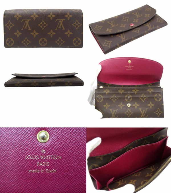 n48428 2 Louis Vuitton Monogram Portefeuille Emily Long Wallet Fuchsia