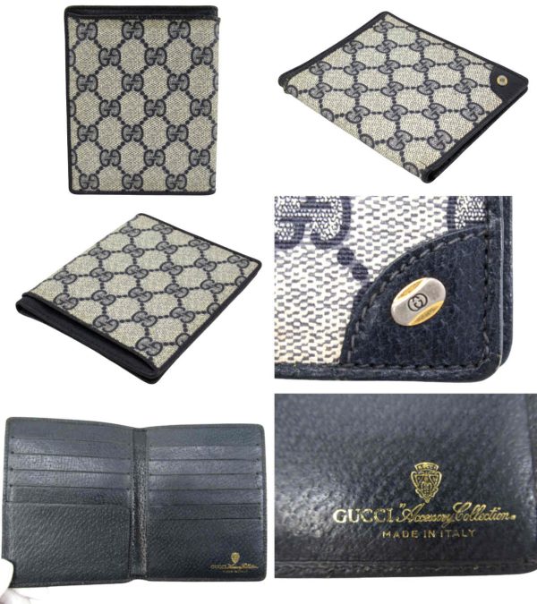 n48484 2 Gucci Gucci GG Plus Acseco Short Wallet Beige Blue