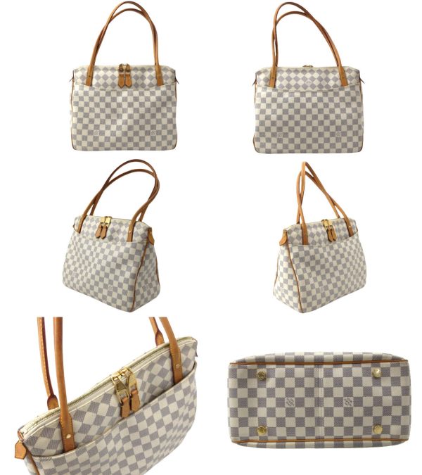 n48490 2 Louis Vuitton Damier Azur Figeri PM Shoulder Cream