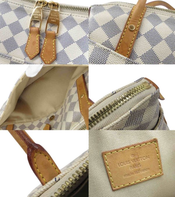 n48490 4 Louis Vuitton Damier Azur Figeri PM Shoulder Cream