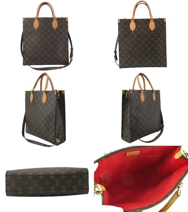 n48617 2 Louis Vuitton Monogram Sac Plat PM 2WAY Bag Brown