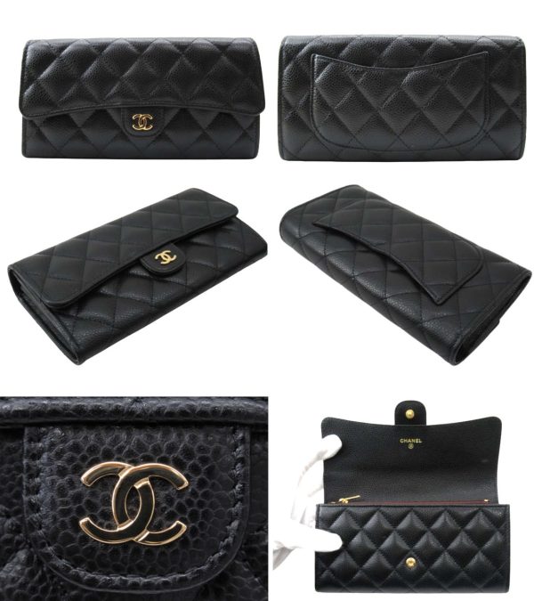 n48731 2 Chanel Matelasse Caviar Skin Long Flap Wallet