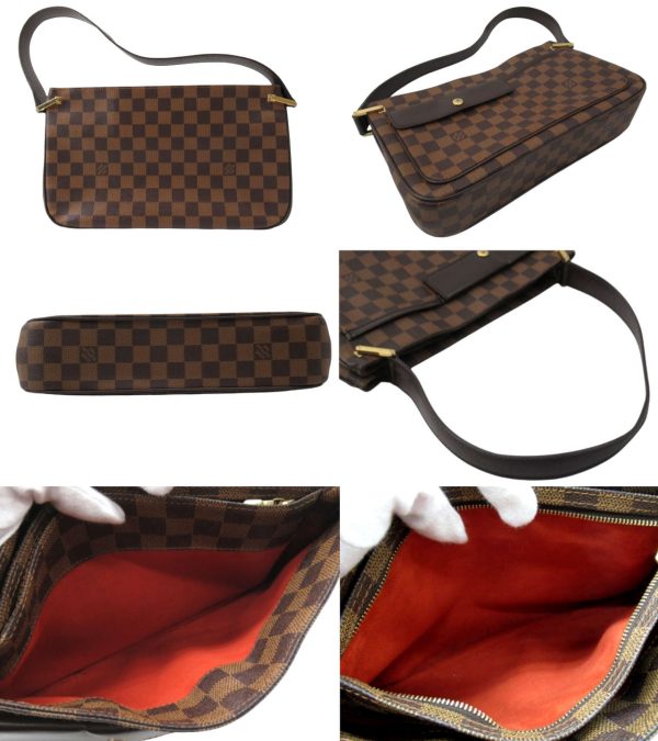 n48734 2 Louis Vuitton Damier Ebene Aubagne Shoulder Bag Brown