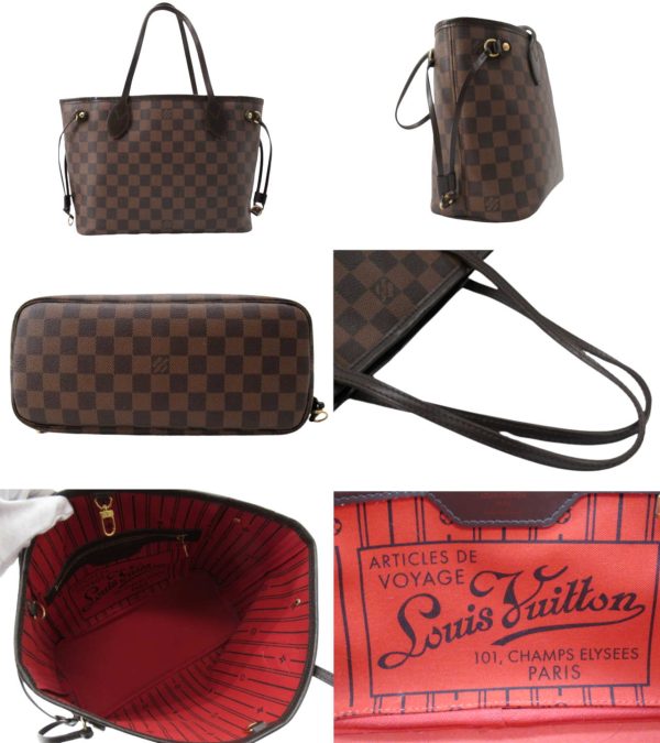 n48735 2 Louis Vuitton Ebene Neverfull PM Shoulder Bag Brown