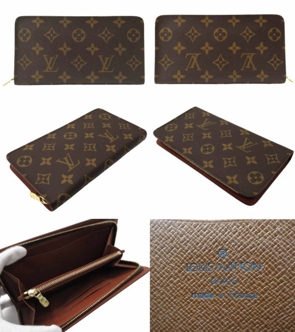 n48737 2 Louis Vuitton Monogram Portomone Zip Long Wallet Brown