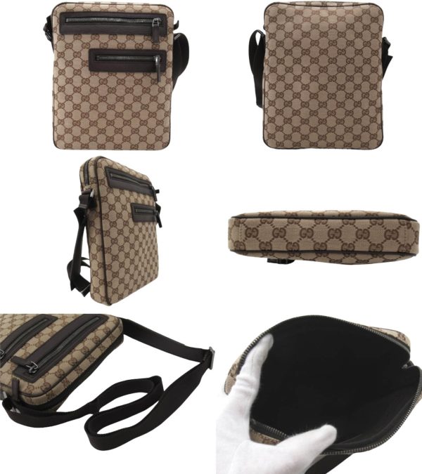 n48797 2 Gucci GG Shoulder Bag Beige Brown