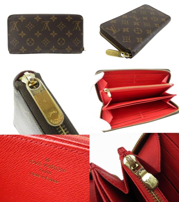 n48802 2 Louis Vuitton Monogram Zippy Wallet Long Wallet Coquelicot