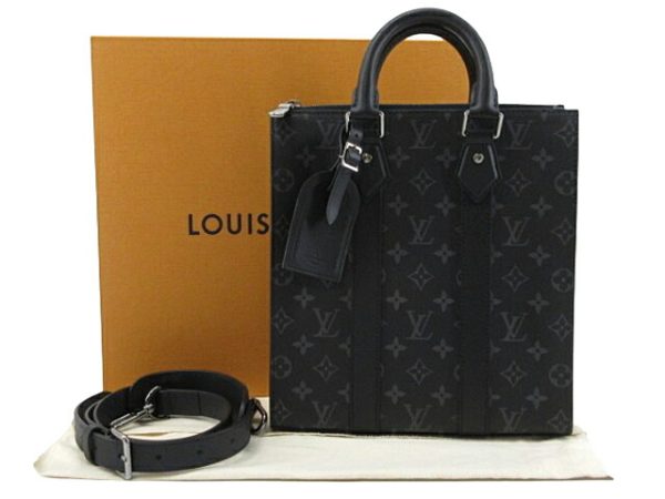 n48946 1 Louis Vuitton Monogram Eclipse Sac Plat 2WAY Tote Black