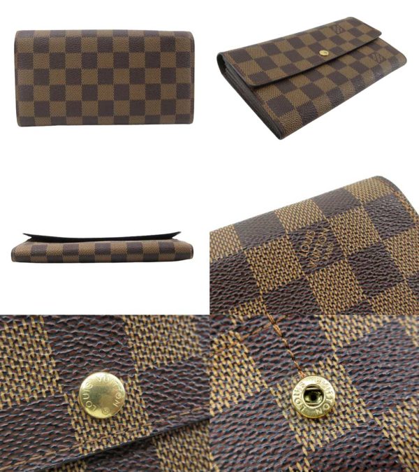 n48948 2 Louis Vuitton Ebene Pochette Porte Monet Long Wallet Brown