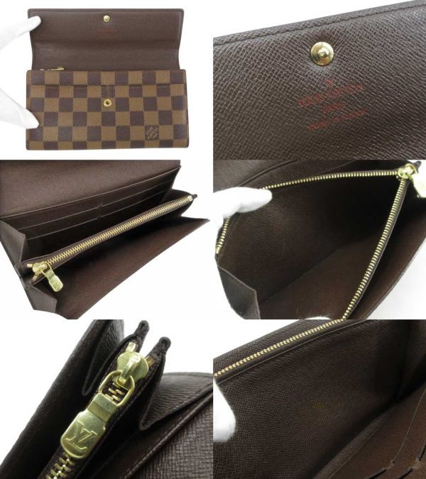 n48948 3 Louis Vuitton Ebene Pochette Porte Monet Long Wallet Brown