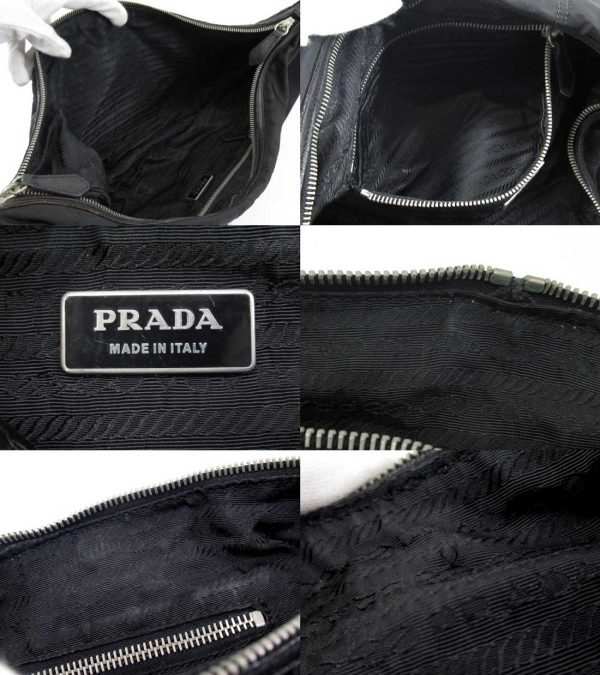 n49061 3 Prada Nylon Stitch Crossbody Shoulder Bag Black