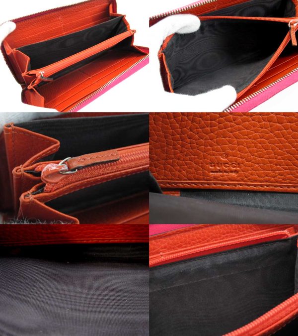 n49062 3 Gucci Bamboo Tassel Bicolor Long Wallet Pink Orange