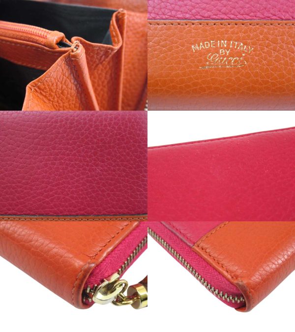 n49062 4 Gucci Bamboo Tassel Bicolor Long Wallet Pink Orange