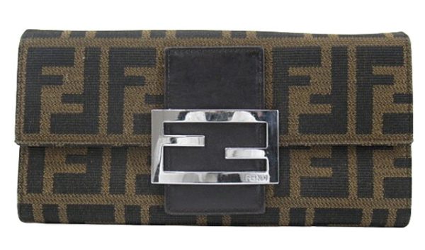 n49064 1 Fendi Zucca Pattern Long Wallet Brown