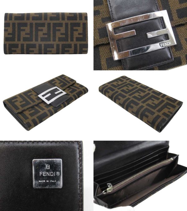 n49064 2 Fendi Zucca Pattern Long Wallet Brown