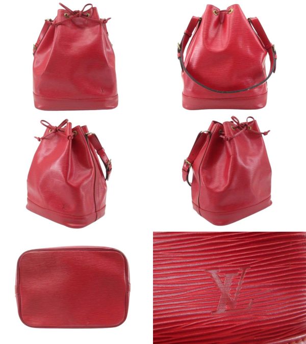 n49066 2 Louis Vuitton Epi Noe Drawstring Shoulder Bag Castilian Red