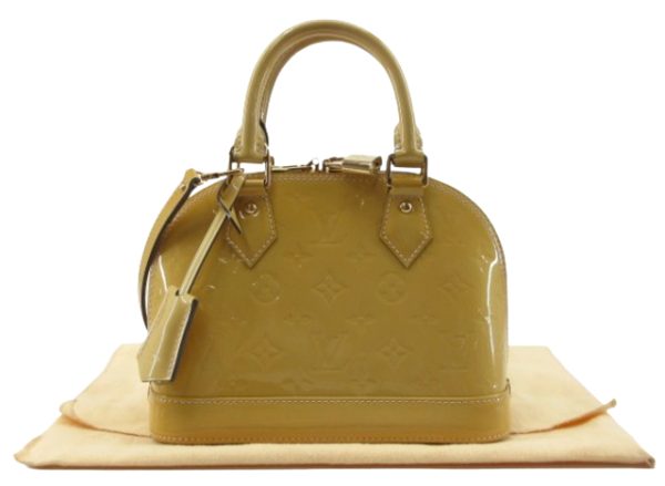 n49068 1 Louis Vuitton Vernis Alma BB 2WAY Shoulder Bag Dune