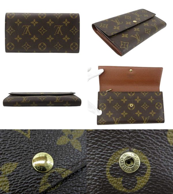 n49106 2 Louis Vuitton Monogram Pochette Porte Monet Long Wallet Brown