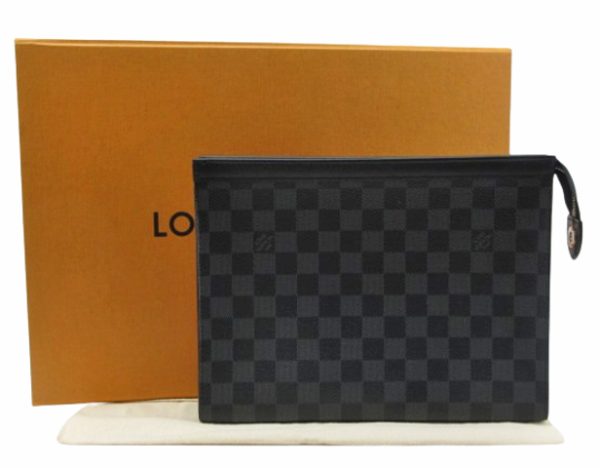 n49112 1 Louis Vuitton Damier Graphite Pochette Voyage MM Clutch Black