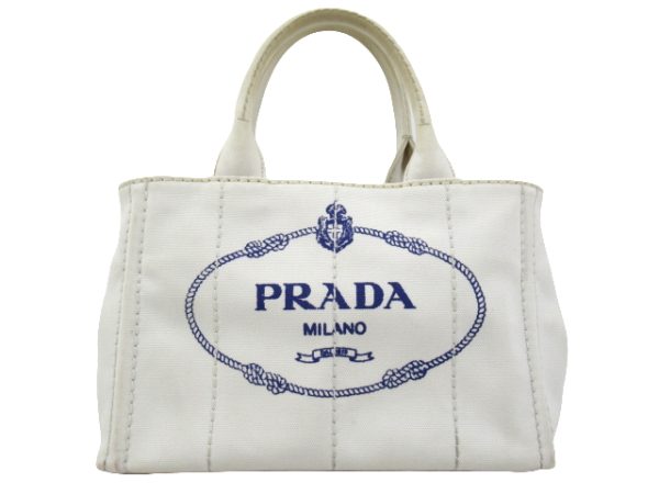 n49136 1 Prada Canapa 2 Way Shoulder Handbag White