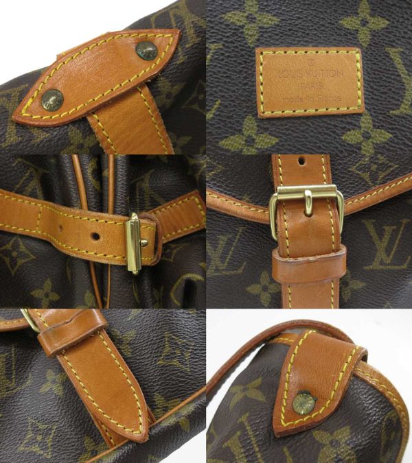 n49139 4 Louis Vuitton Monogram Saumur 35 Double Flap Crossbody Bag Brown