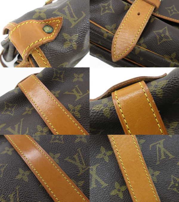 n49139 5 Louis Vuitton Monogram Saumur 35 Double Flap Crossbody Bag Brown