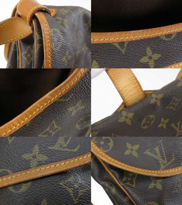 n49139 6 Louis Vuitton Monogram Saumur 35 Double Flap Crossbody Bag Brown