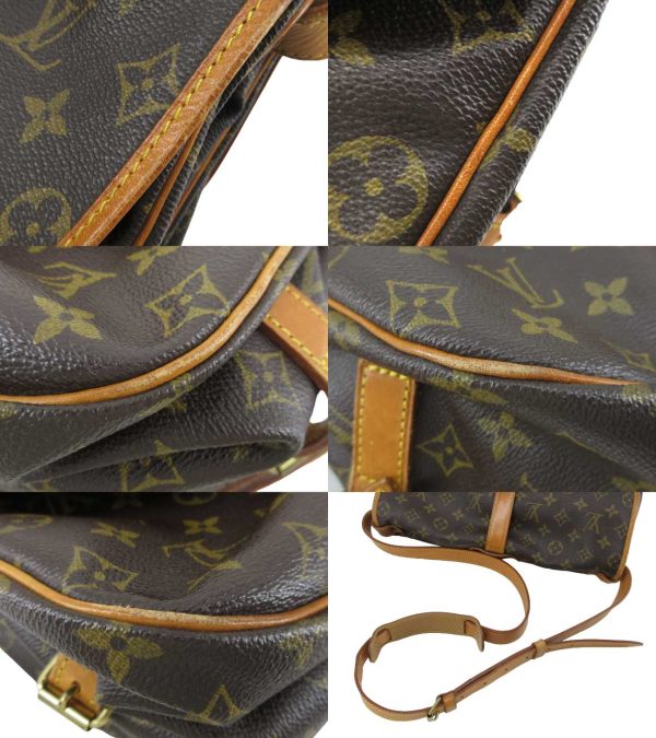 n49139 7 Louis Vuitton Monogram Saumur 35 Double Flap Crossbody Bag Brown