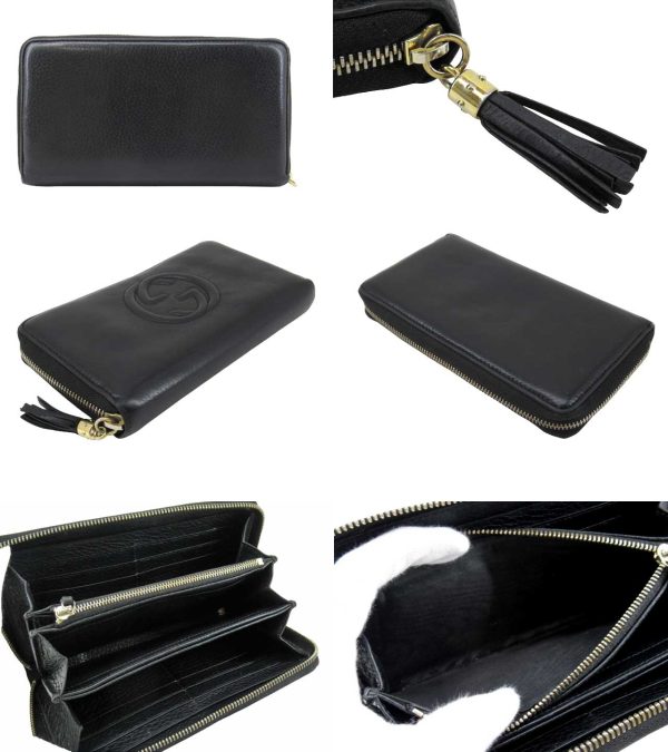 n49247 2 Gucci Soho Interlocking G Long Wallet Black