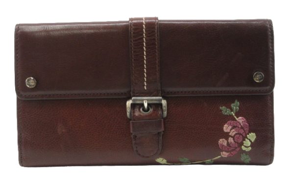 n49254 1 Christian Dior Flower Long Wallet Brown