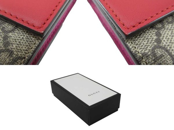 n49256 5 Gucci GG Supreme Continental Wallet Beige Red Pink