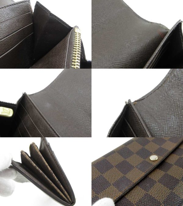 n49259 4 Louis Vuitton Damier Ebene Sara Model Long Wallet Brown