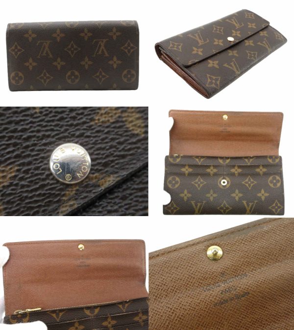 n49319 2 Louis Vuitton Monogram Portefeuille Sara Model Long Wallet Brown