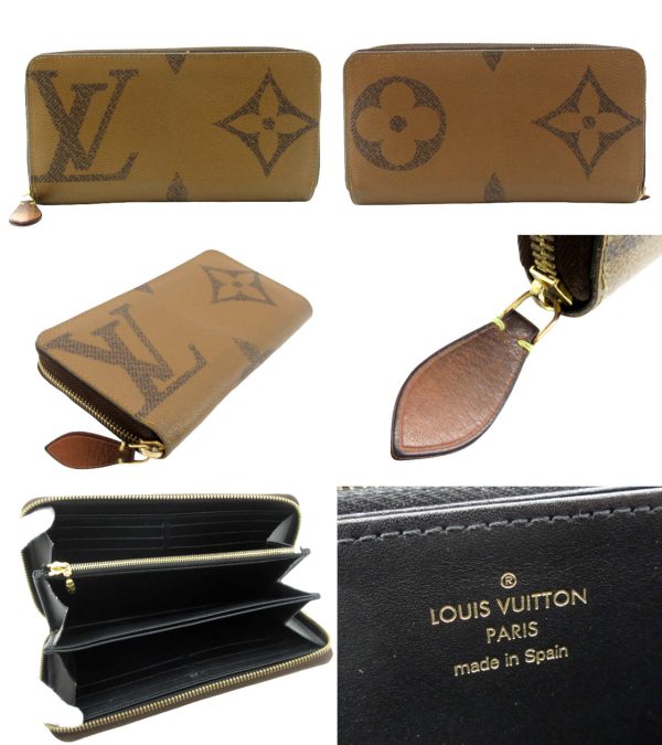 n49467 2 Louis Vuitton Giant Reverse Zippy Wallet Long Wallet Brown